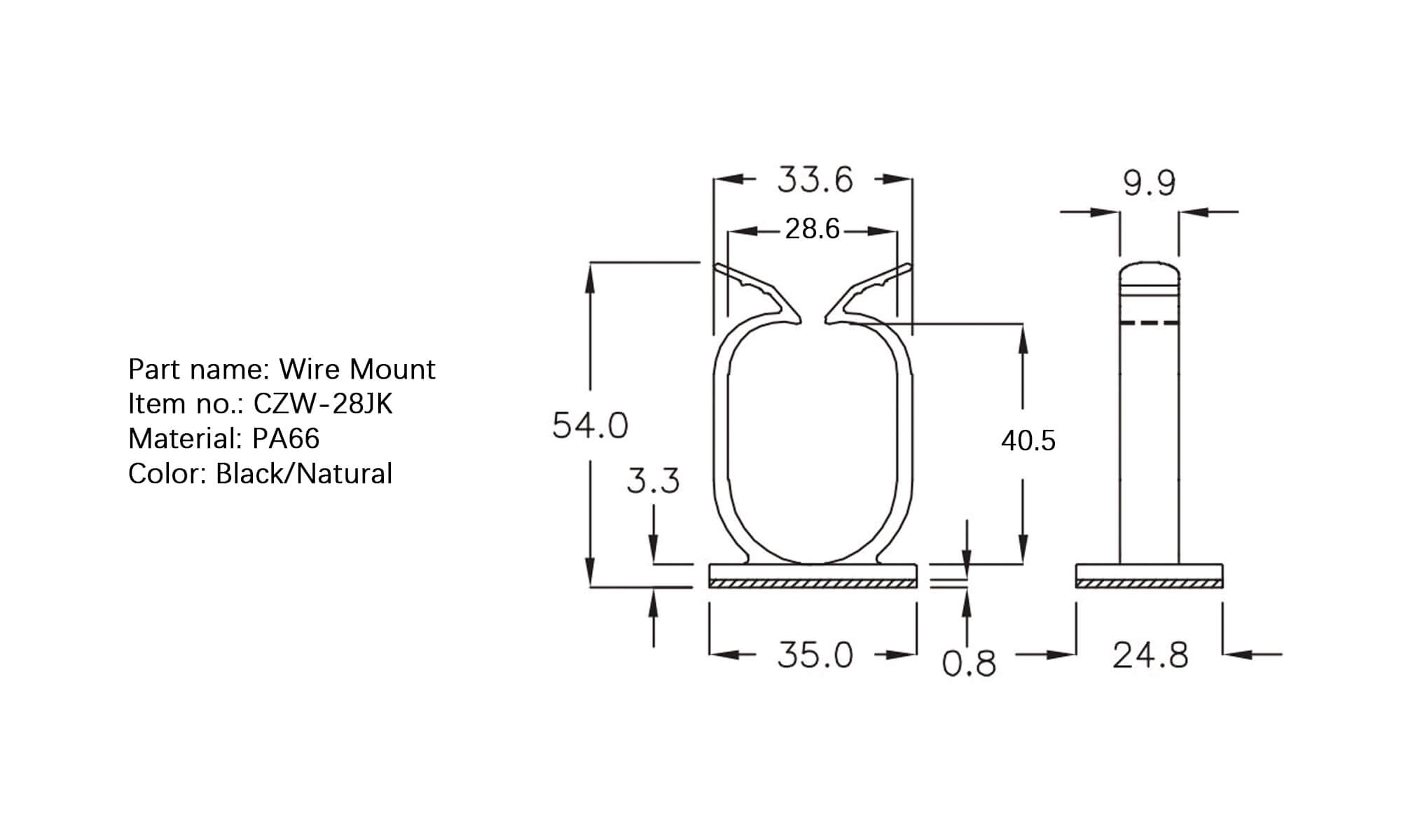 Plastic Wire Mount CZW-28JK